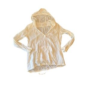 American Colors by Alex Lehr Womens White 100% Linen Hooded Pullover Top Size M